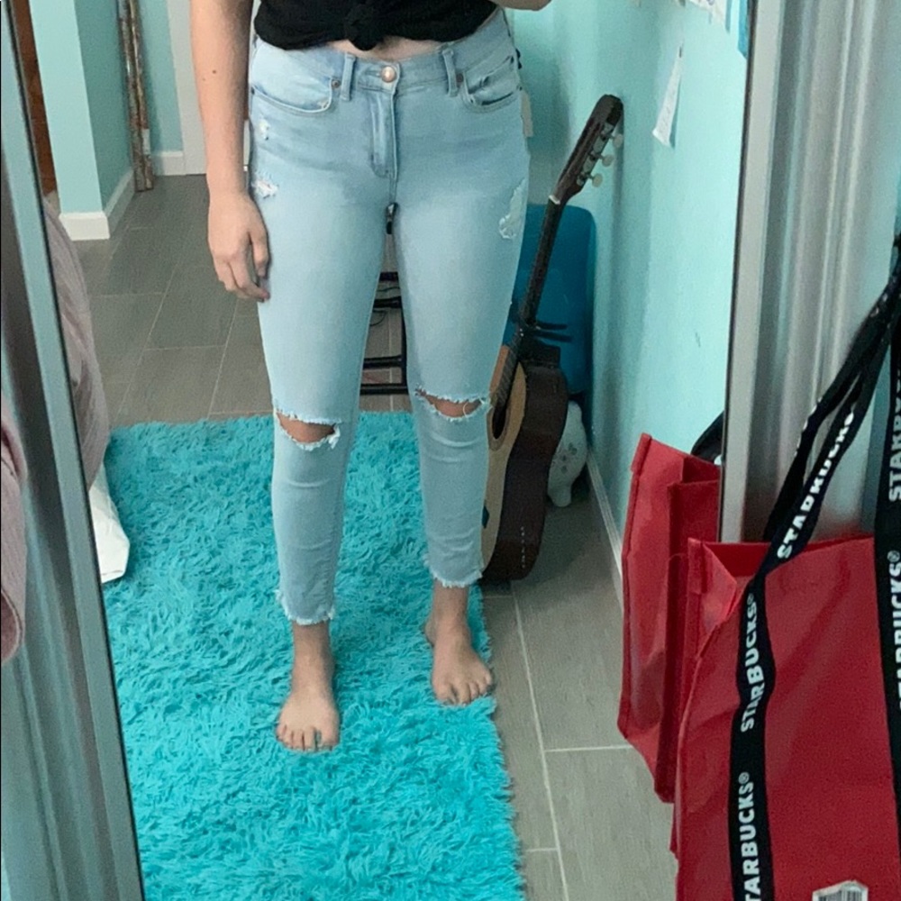 Aeropostale’s light blue distressed ripped jeans